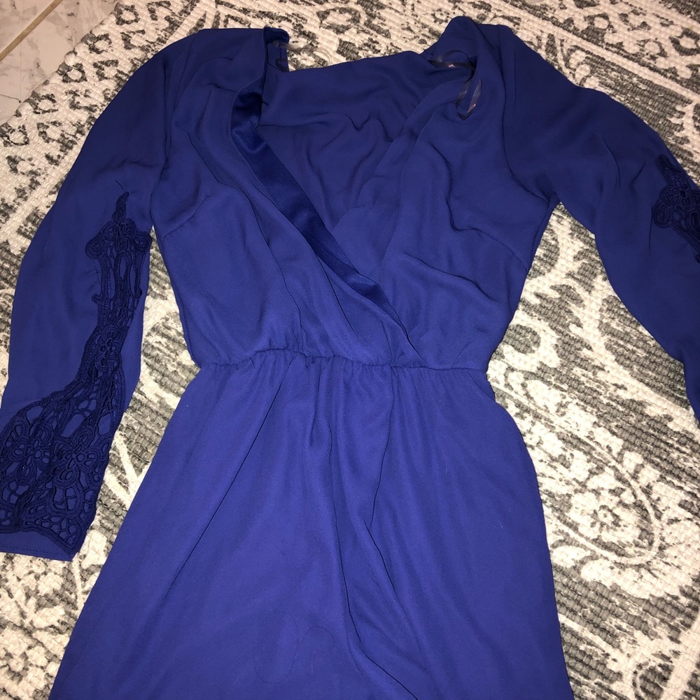 Blue v-neck romper WORN FEW TIMES